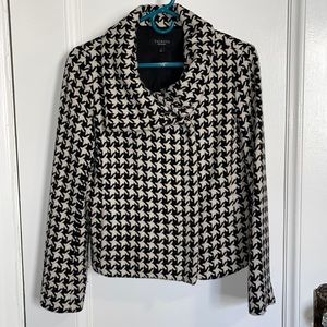 Talbots Grace Fit Houndstooth moto jacket wool
